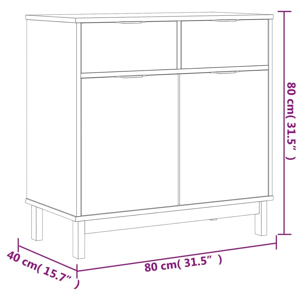 Highboard with Glass Doors in Brown Solid Wood