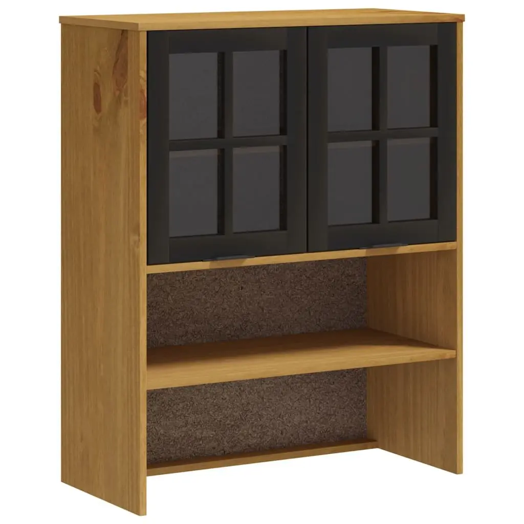 Highboard with Glass Doors in Brown Solid Wood