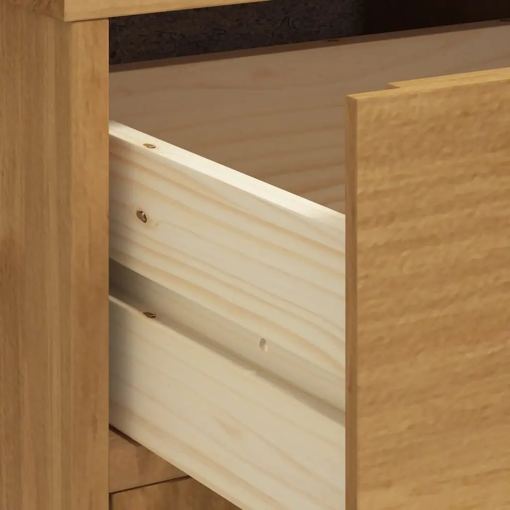 Highboard with Glass Doors in Brown Solid Wood