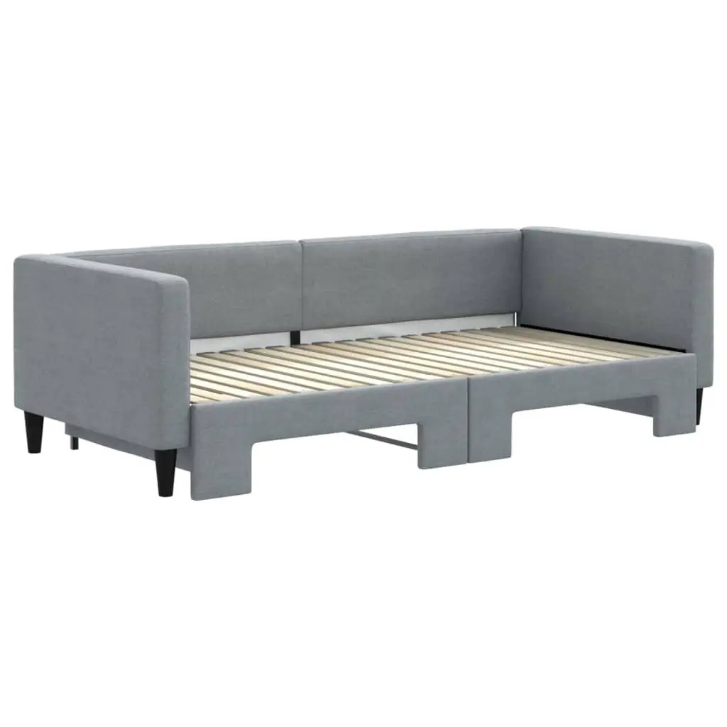 Daybed with Trundle Fabric Grey 90x190 cm