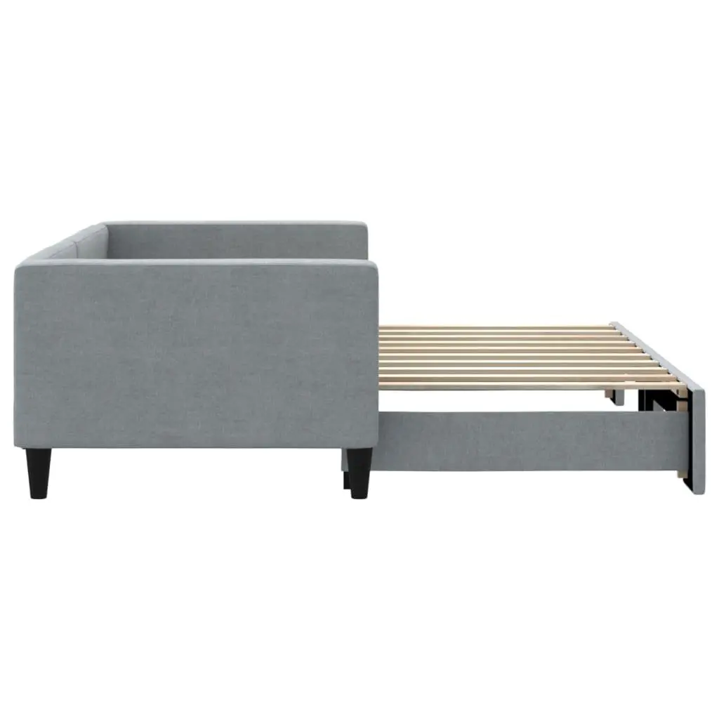 Daybed with Trundle Fabric Grey 90x190 cm