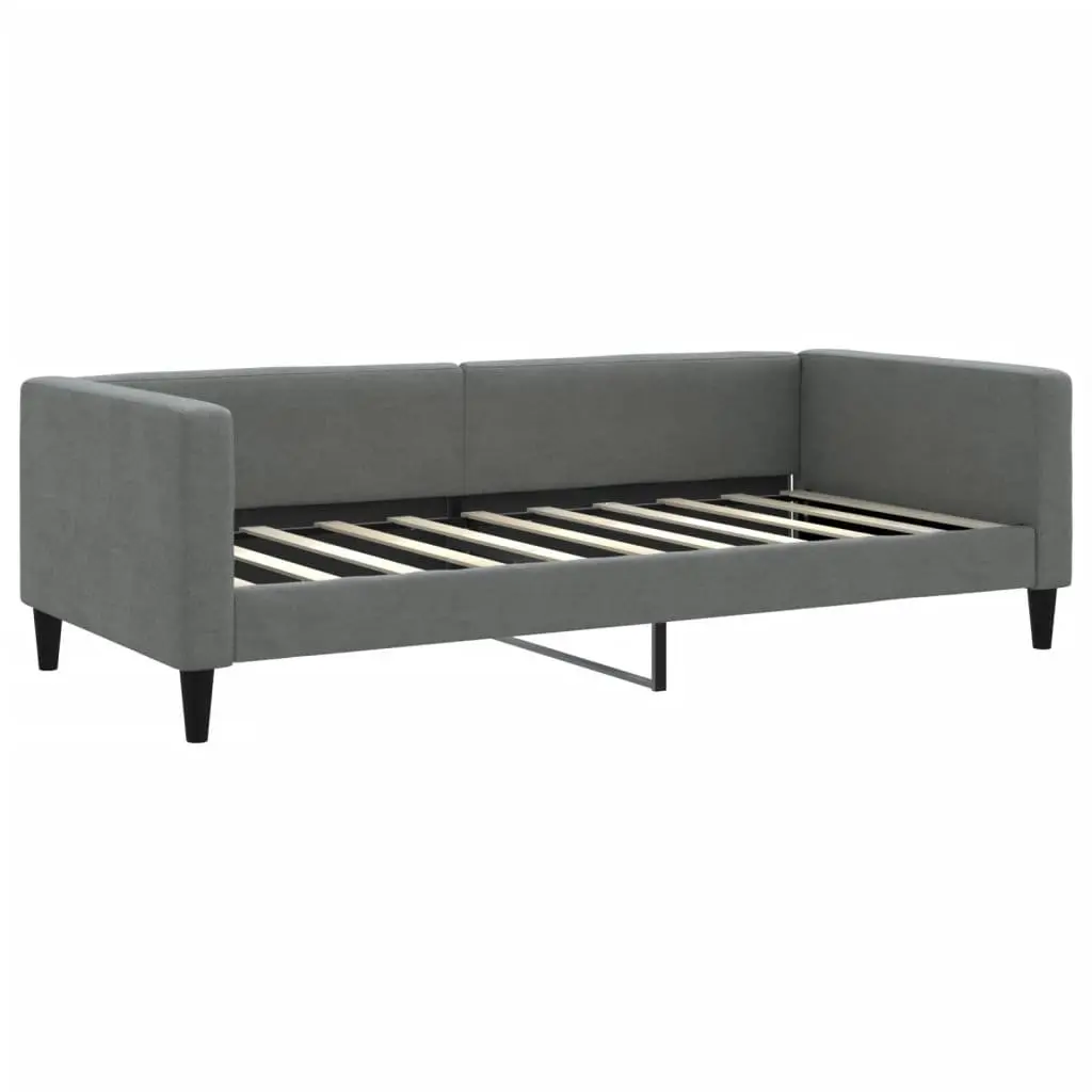Daybed with Trundle Fabric Wood and Metal 90x190 cm Grey
