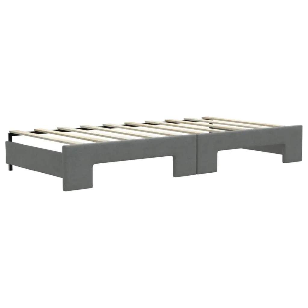 Daybed with Trundle Fabric Wood and Metal 90x190 cm Grey