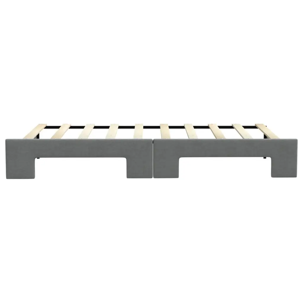 Daybed with Trundle Fabric Wood and Metal 90x190 cm Grey