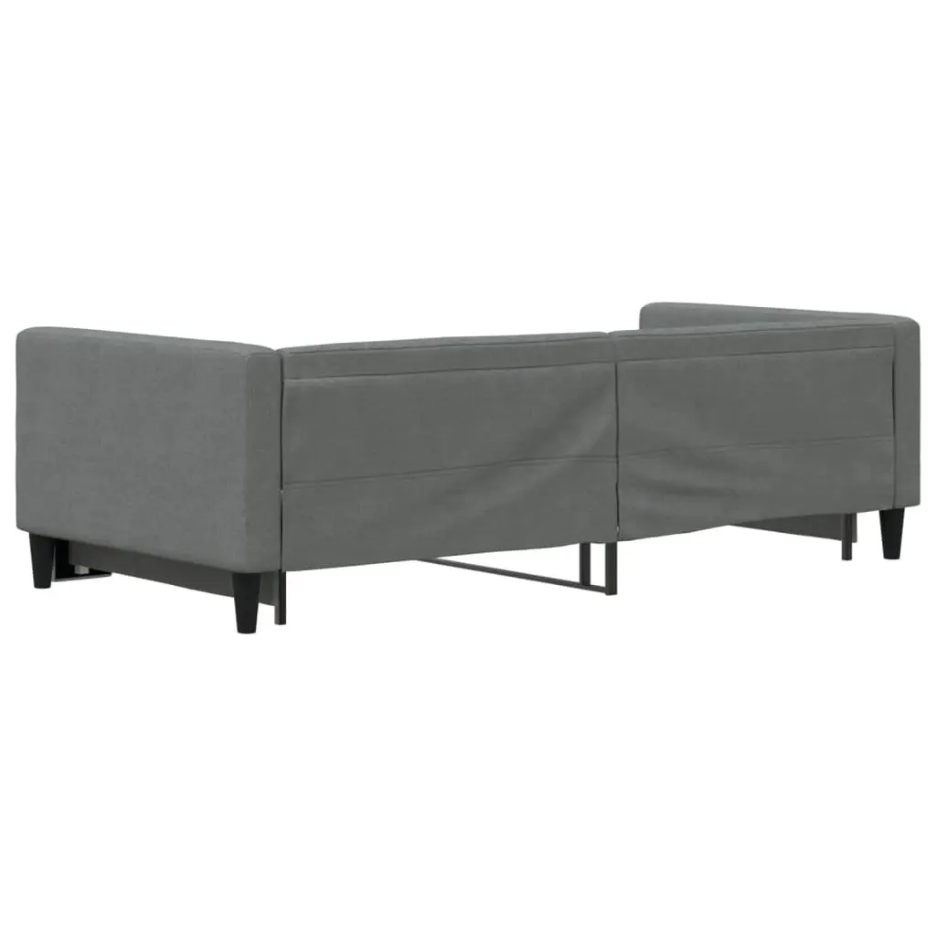 Daybed with Trundle Fabric Wood and Metal 90x190 cm Grey