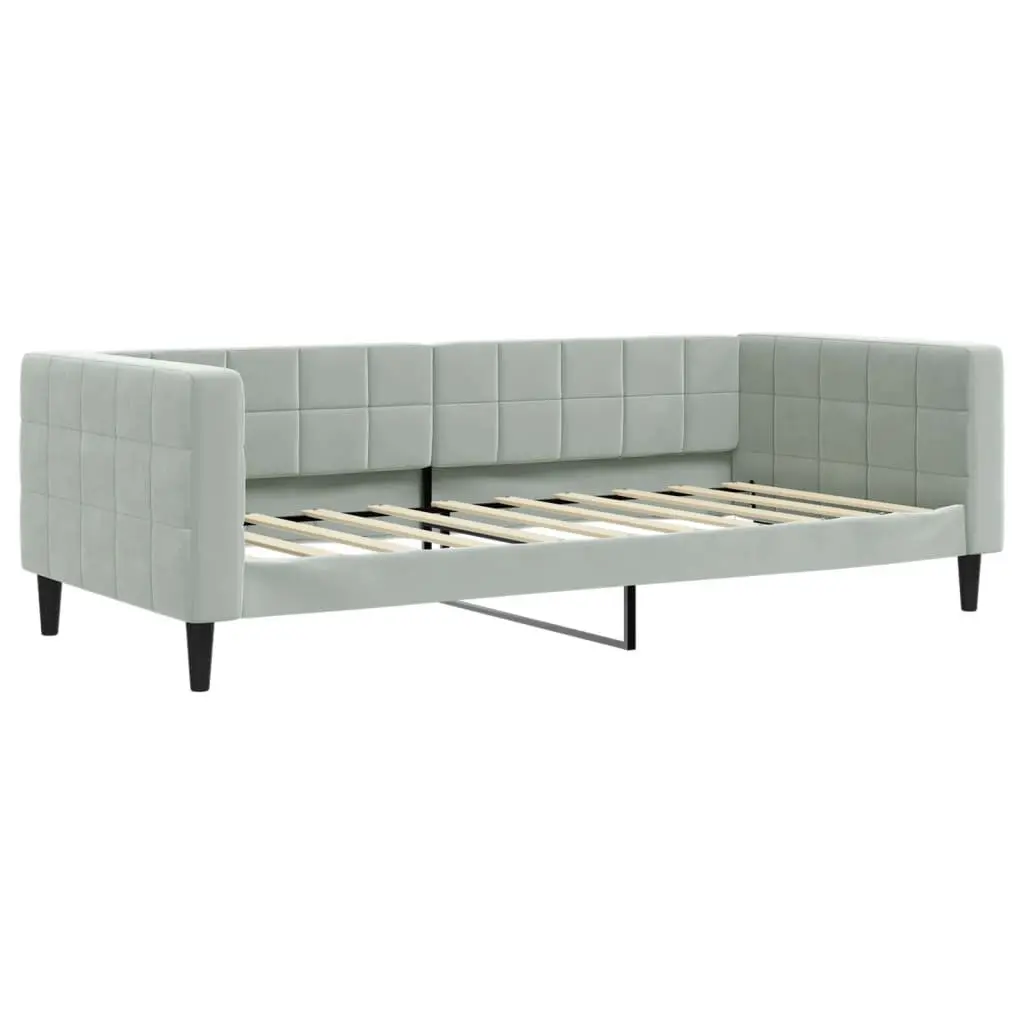 Daybed Velvet 90x190 cm Grey with Trundle and Storage Drawers