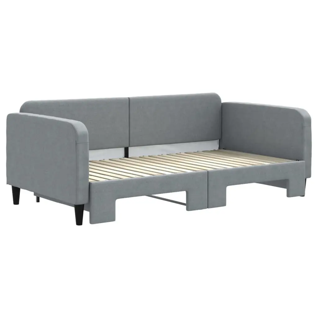 Daybed Sofa Bed Fabric Grey 90 x 190 cm with Trundle