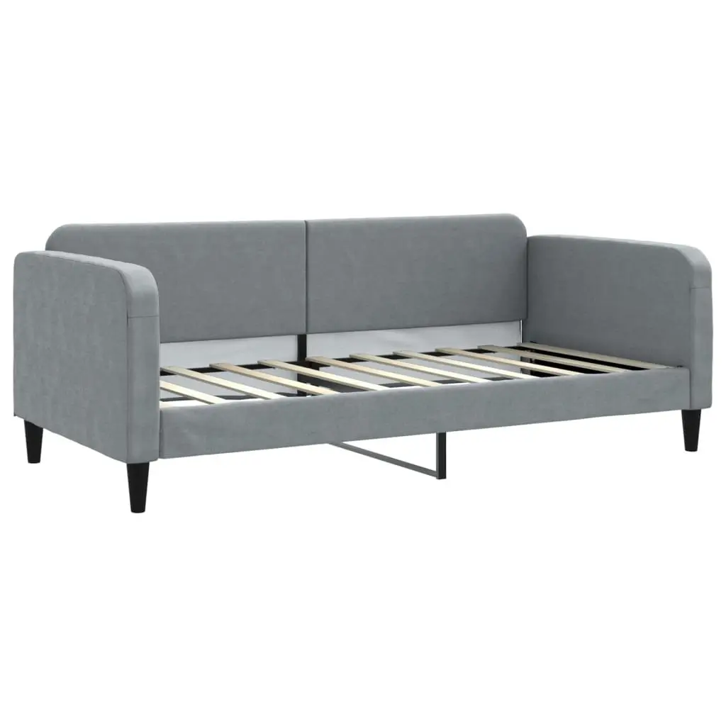 Daybed Sofa Bed Fabric Grey 90 x 190 cm with Trundle
