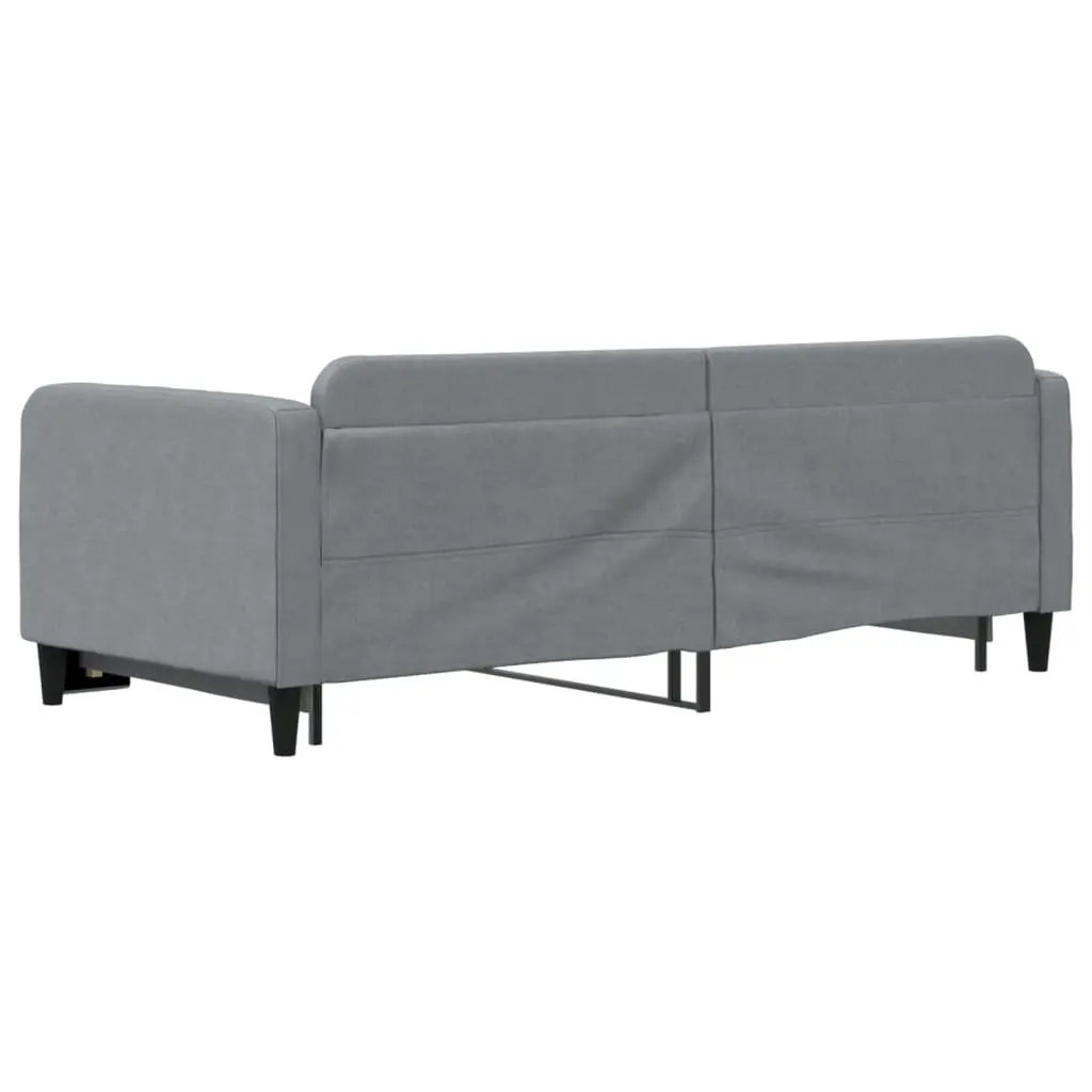 Daybed Sofa Bed Fabric Grey 90 x 190 cm with Trundle