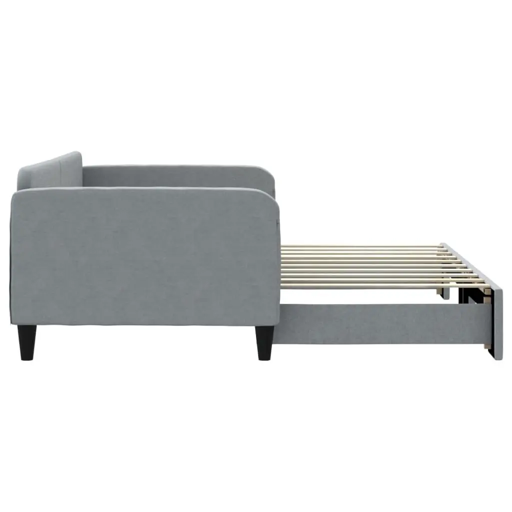 Daybed Sofa Bed Fabric Grey 90 x 190 cm with Trundle