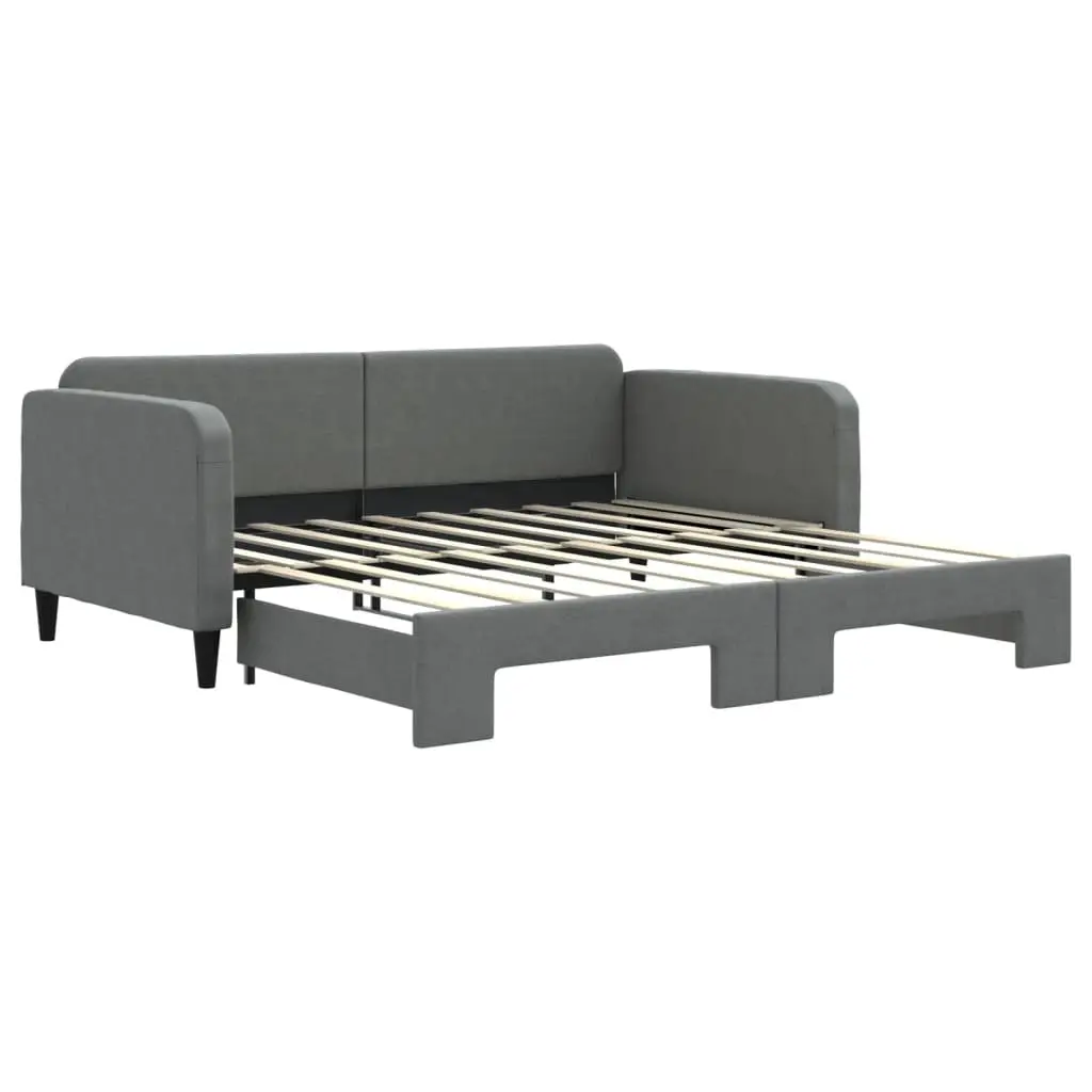 Grey Daybed with Trundle Sofa Bed Frame 90x190 cm