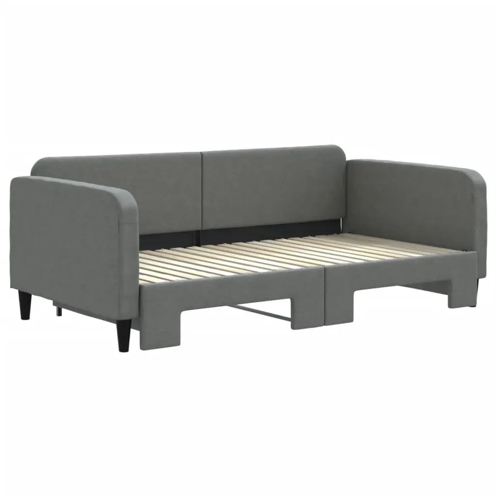Grey Daybed with Trundle Sofa Bed Frame 90x190 cm