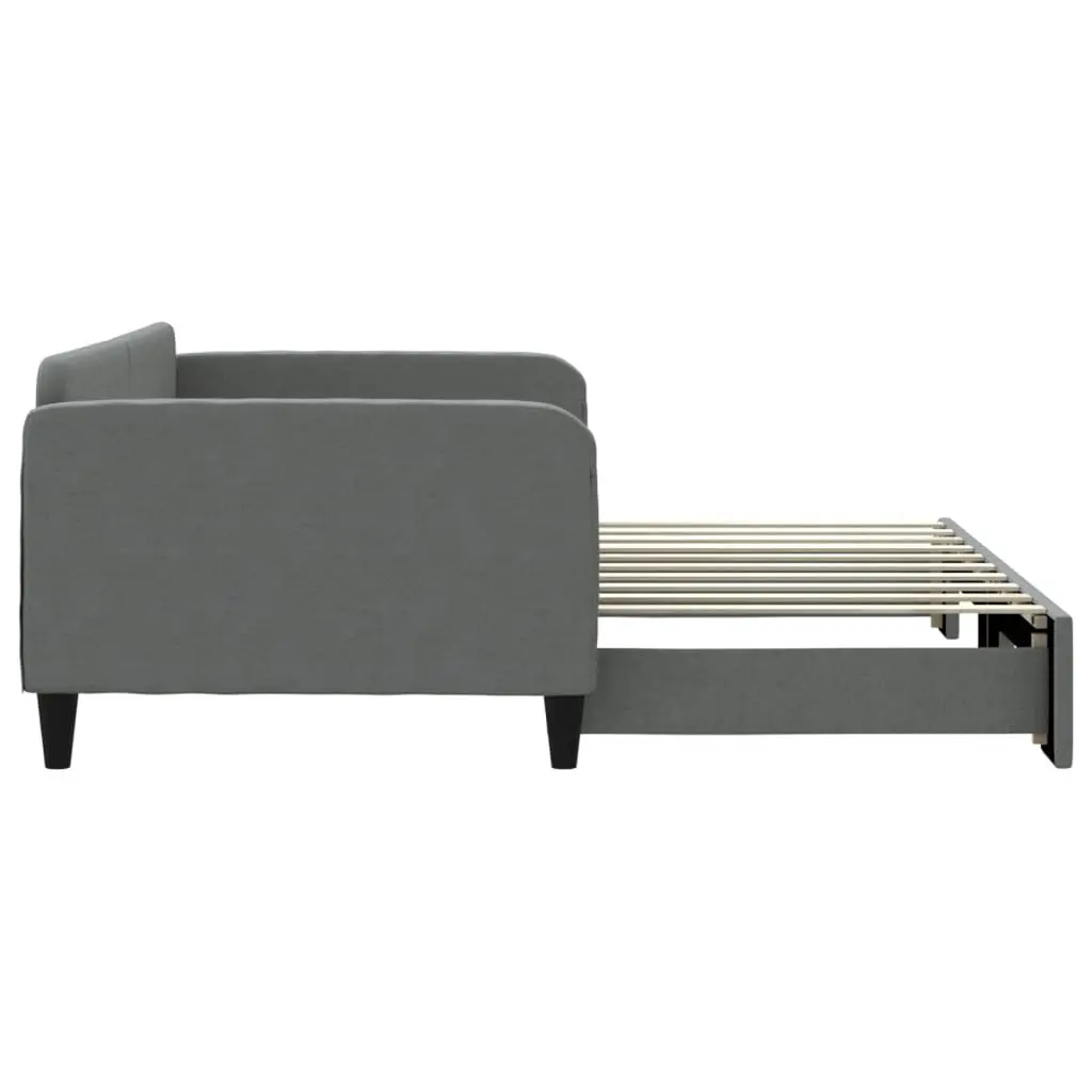 Grey Daybed with Trundle Sofa Bed Frame 90x190 cm