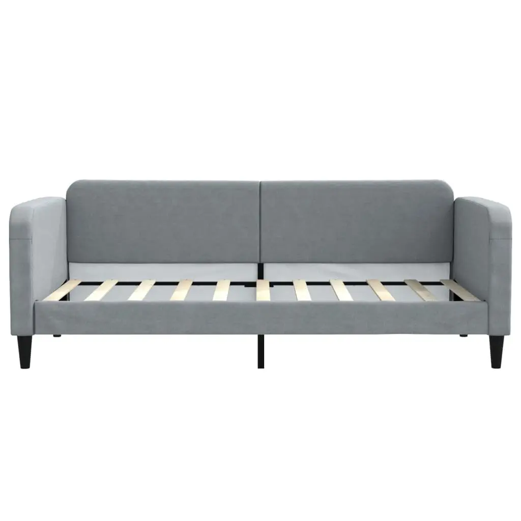 Daybed Sofa Bed Wooden Frame Upholstered Fabric Grey 90 x 190 cm with Trundle and Storage Drawers