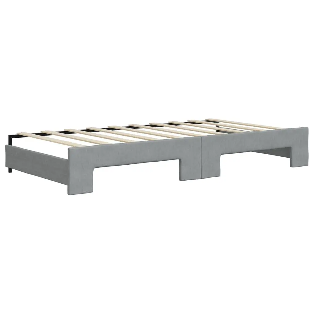 Daybed Sofa Bed Wooden Frame Upholstered Fabric Grey 90 x 190 cm with Trundle and Storage Drawers