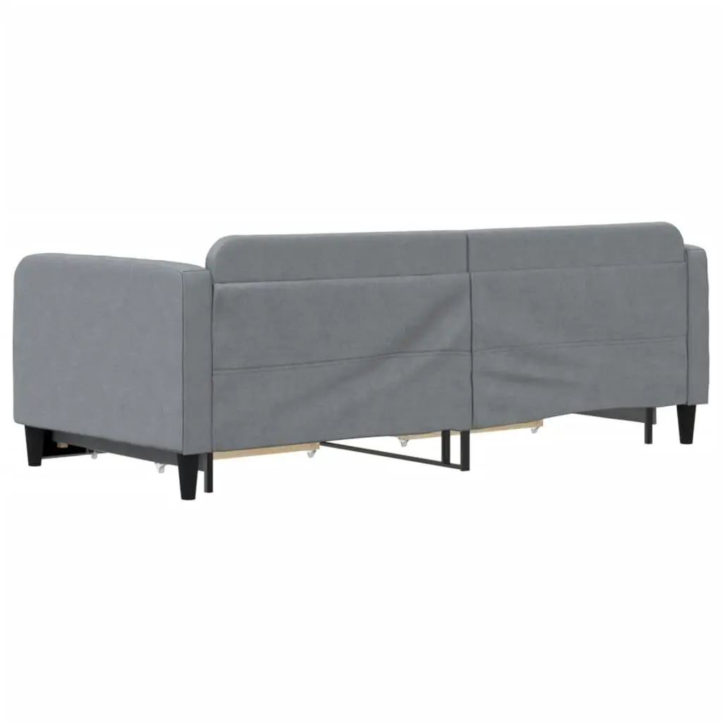 Daybed Sofa Bed Wooden Frame Upholstered Fabric Grey 90 x 190 cm with Trundle and Storage Drawers