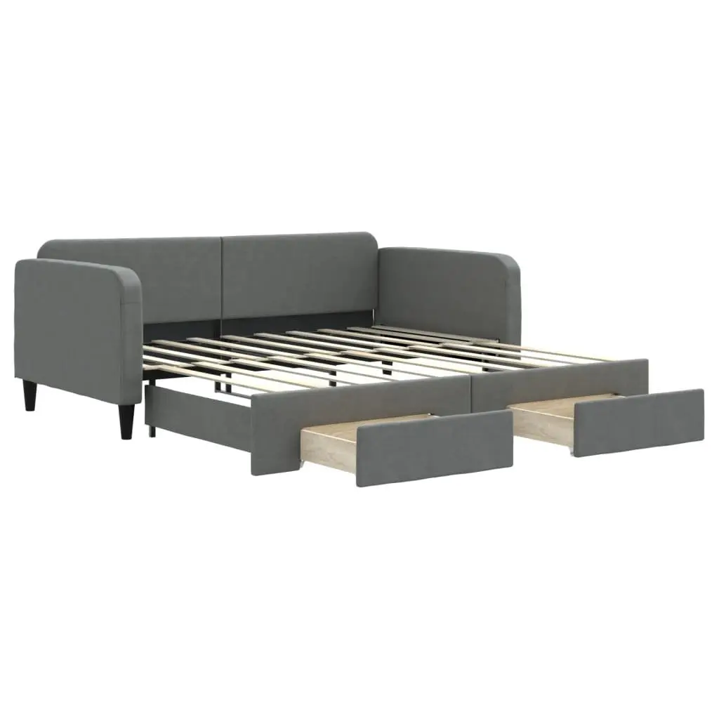 Grey Sofa Bed with Trundle and Storage Drawers