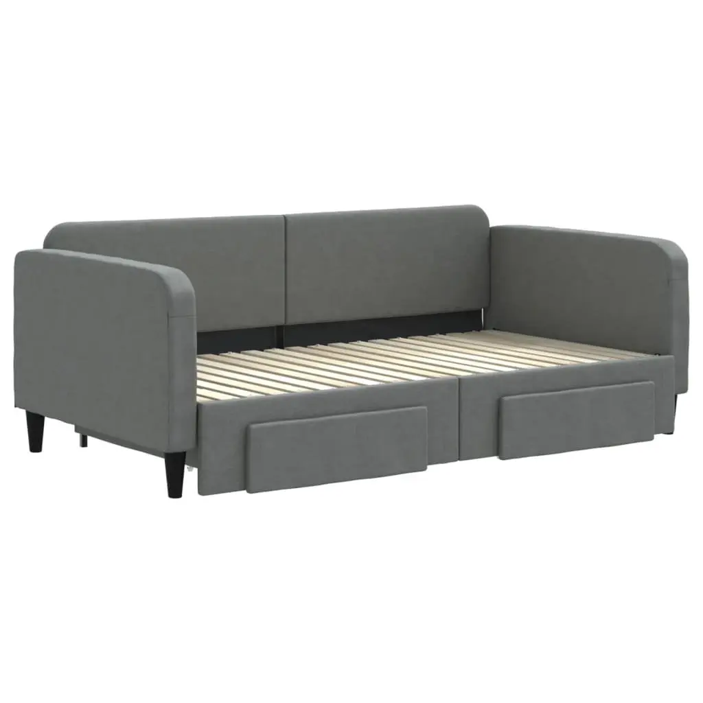 Grey Sofa Bed with Trundle and Storage Drawers