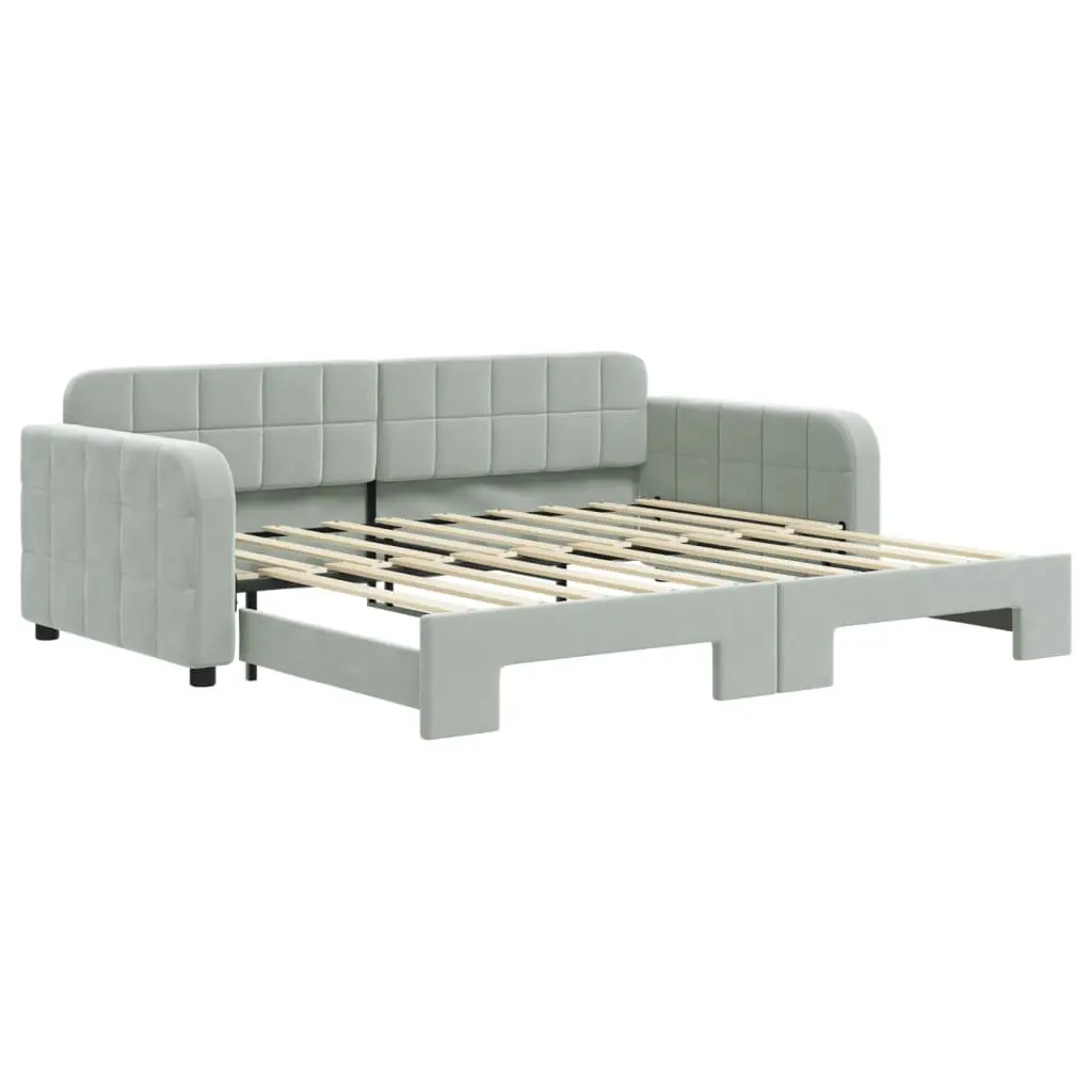 Daybed Velvet Grey 90x190 cm Wooden and Metal Frame