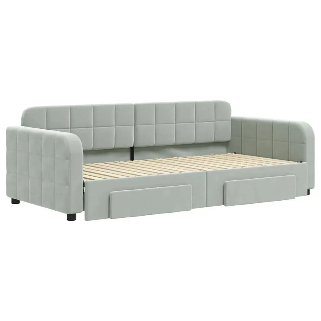 Grey Daybed with Trundle and Storage Drawers