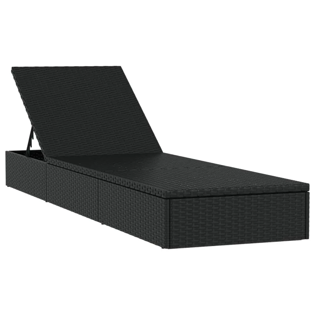 Black Poly Rattan Sun Loungers with Adjustable Table