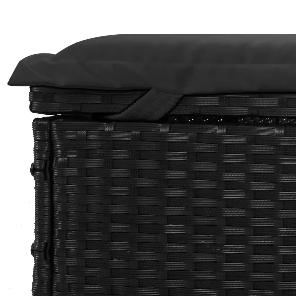 Black Poly Rattan Sun Loungers with Adjustable Table
