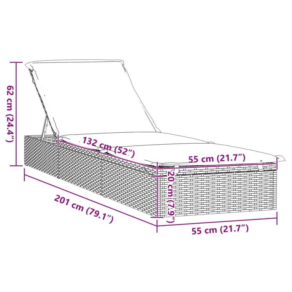 Black Poly Rattan Sun Loungers with Adjustable Table