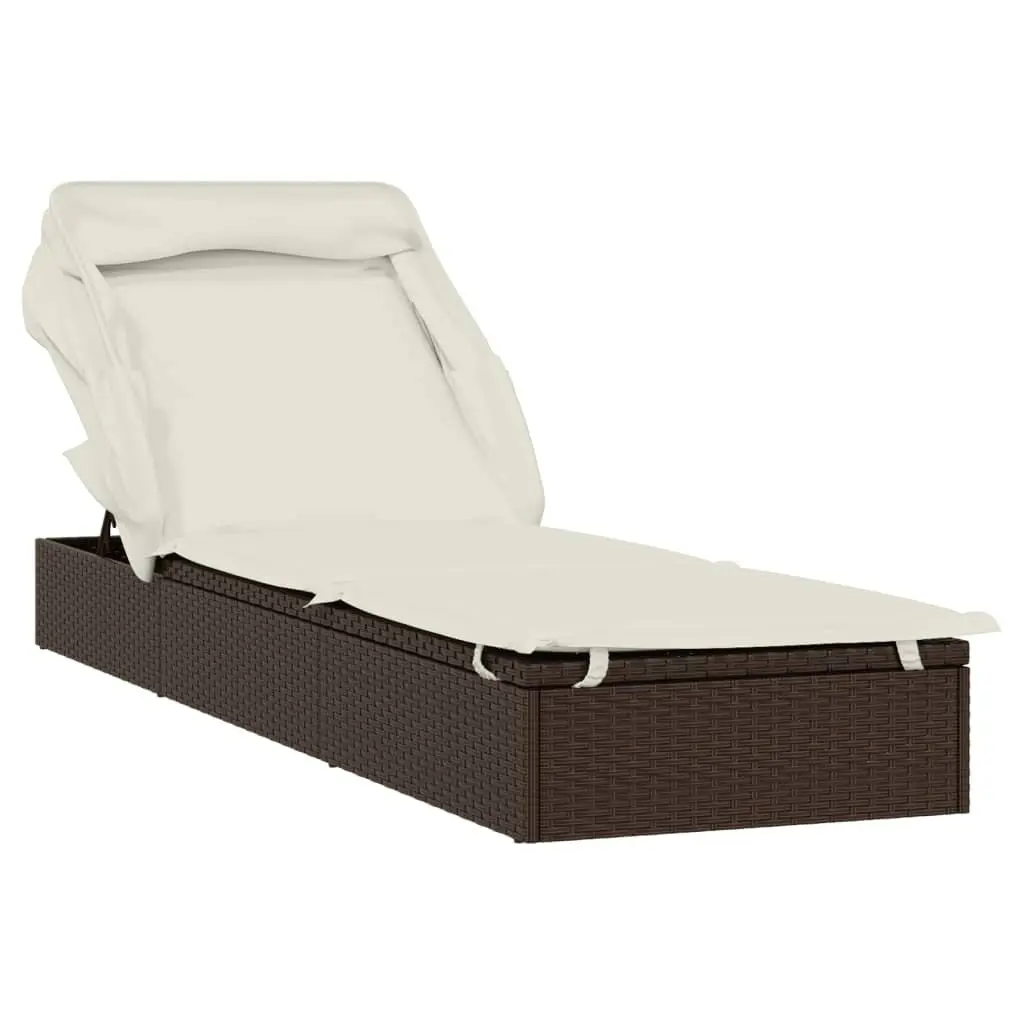 Sun Lounger with Adjustable Foldable Roof