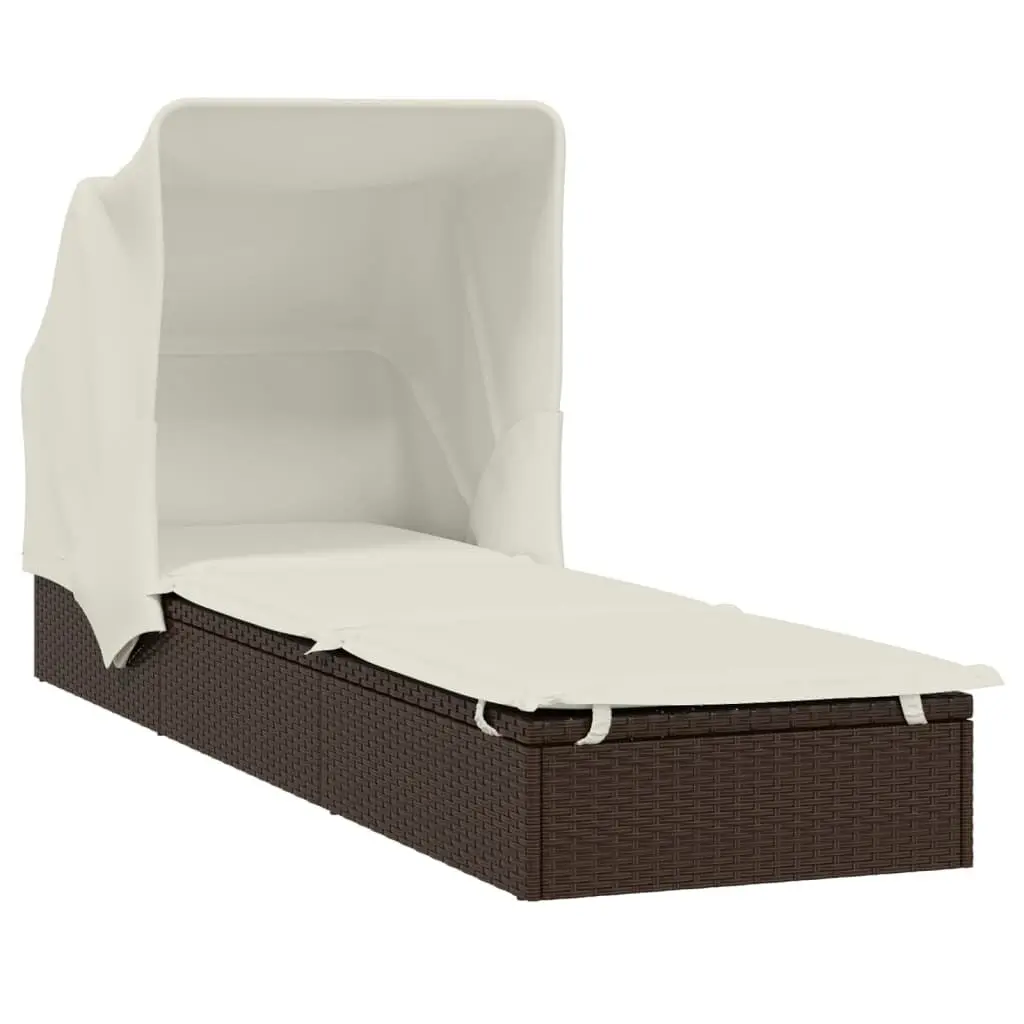 Sun Lounger with Adjustable Foldable Roof