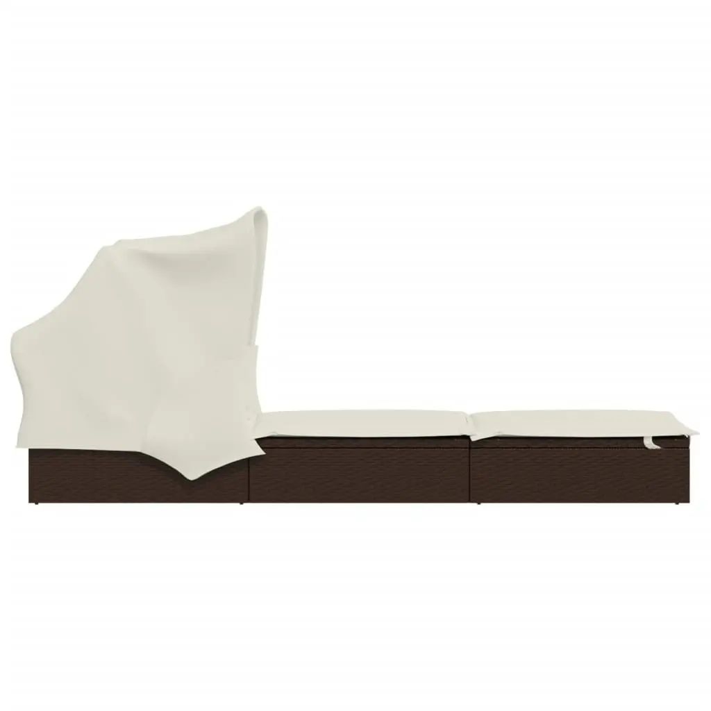 Sun Lounger with Adjustable Foldable Roof