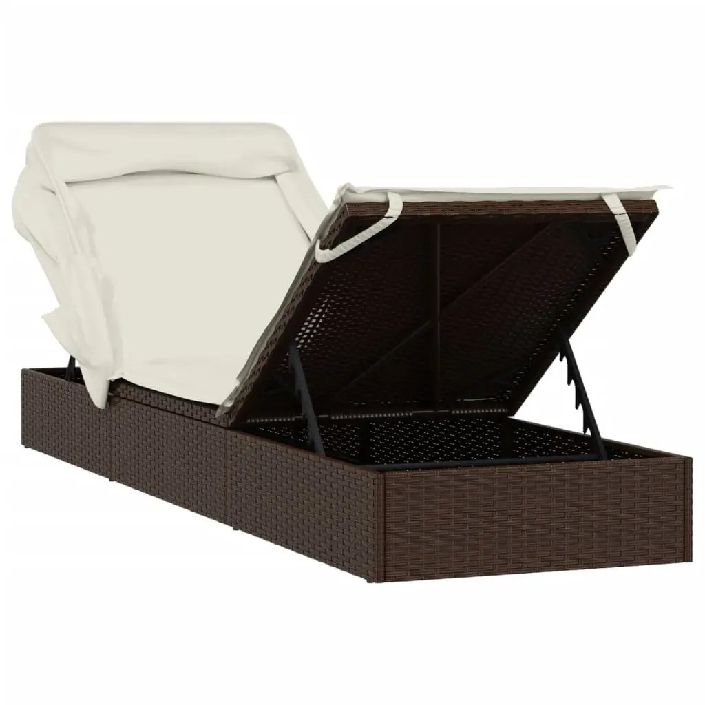 Sun Lounger with Adjustable Foldable Roof