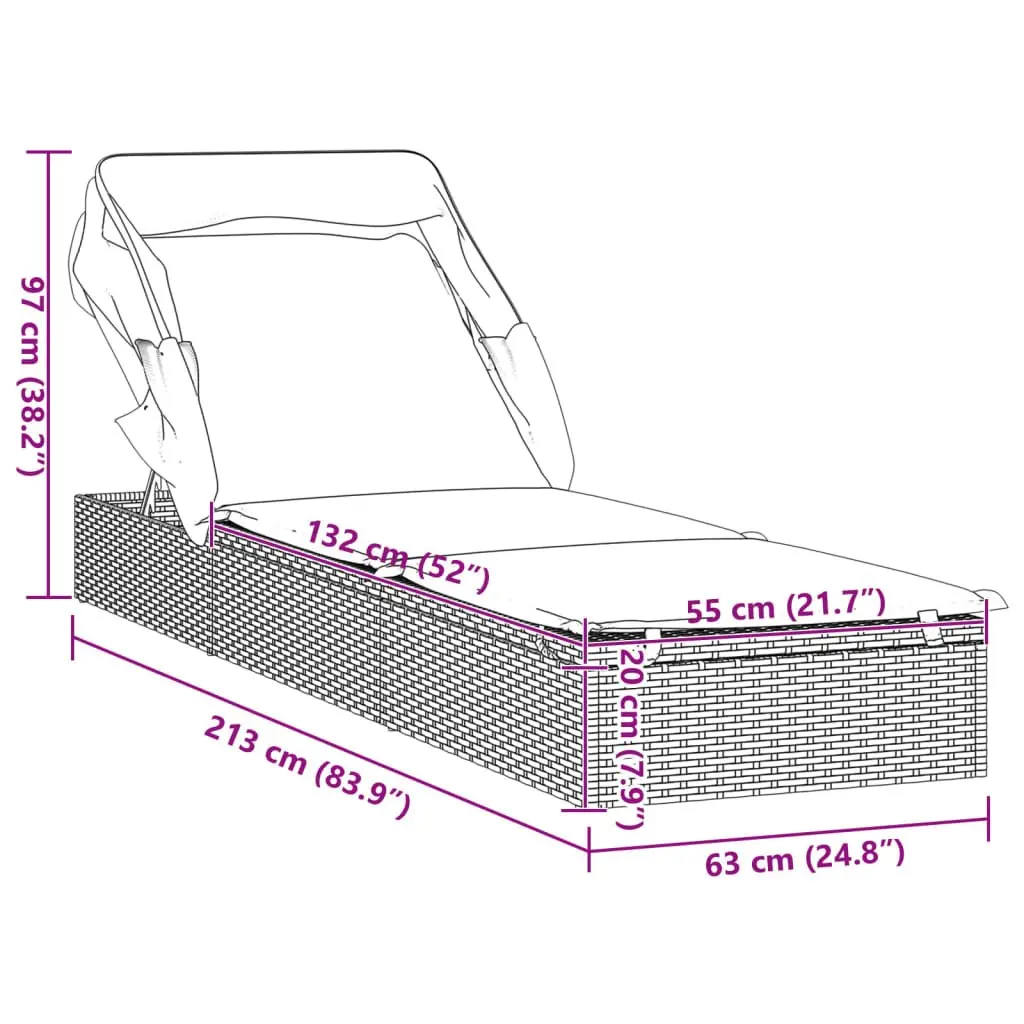 Adjustable Outdoor Daybed with Foldable Roof