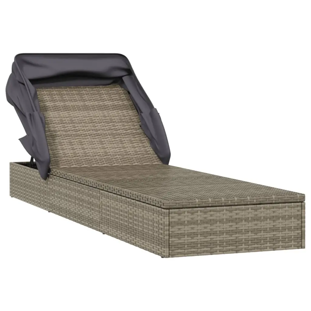 Sun Lounger with Adjustable Foldable Roof