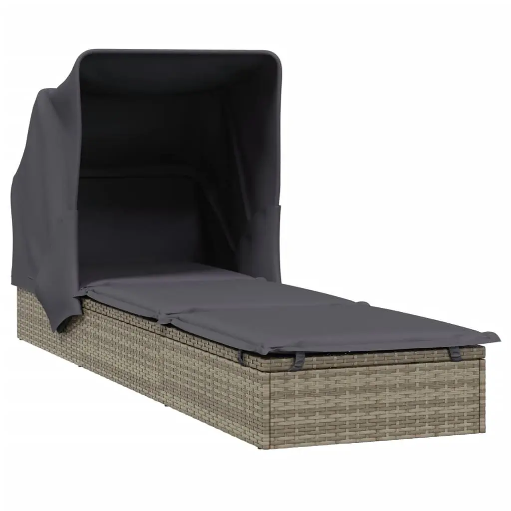Sun Lounger with Adjustable Foldable Roof