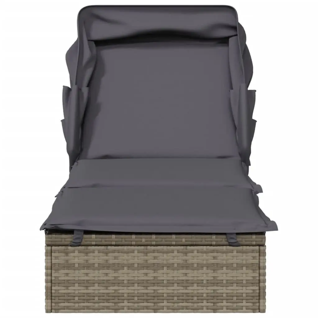 Sun Lounger with Adjustable Foldable Roof