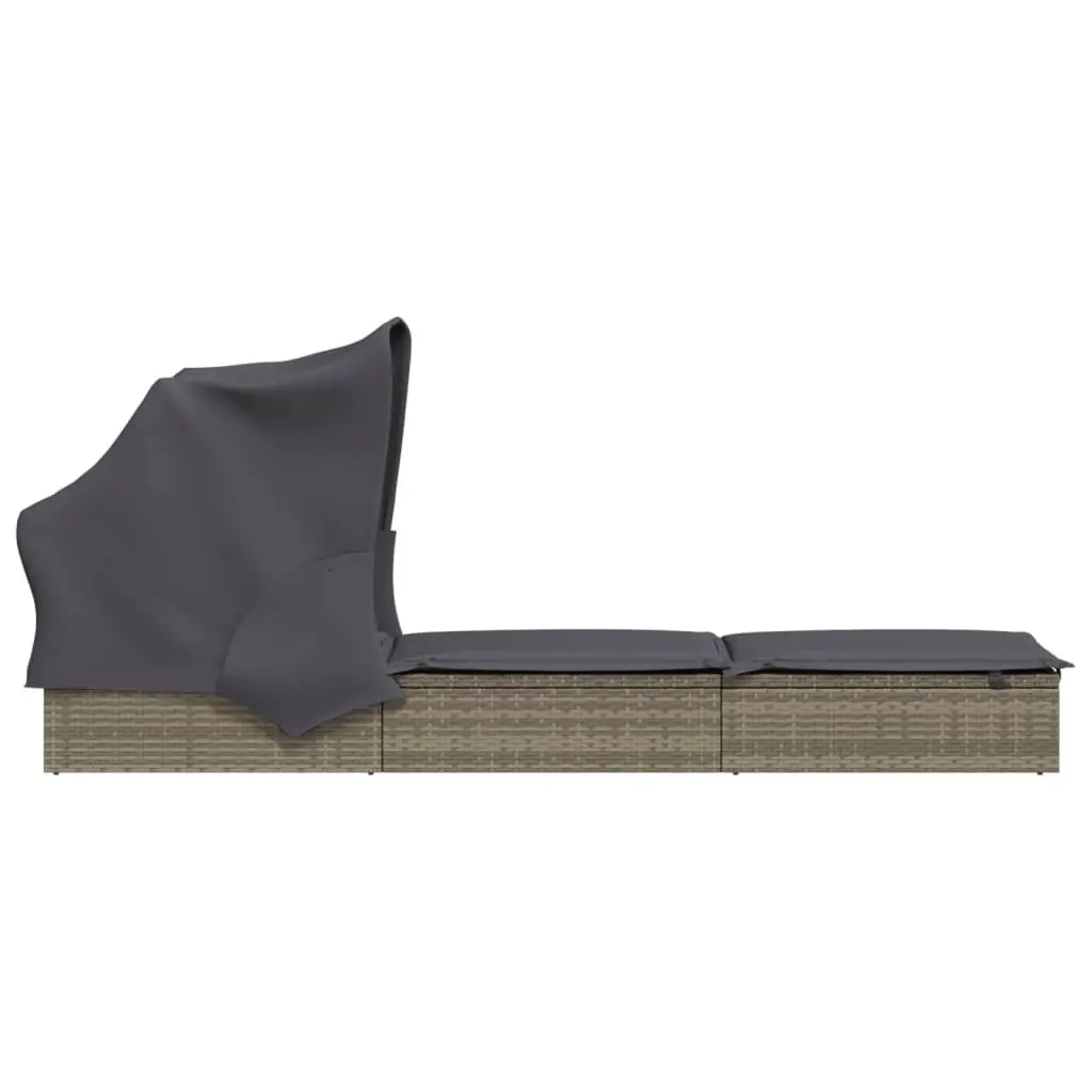 Sun Lounger with Adjustable Foldable Roof