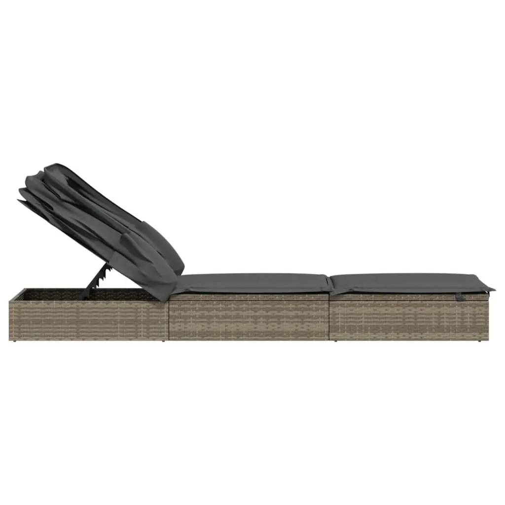 Sun Lounger with Adjustable Foldable Roof