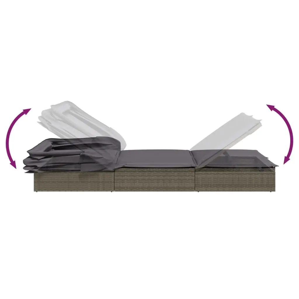 Sun Lounger with Adjustable Foldable Roof