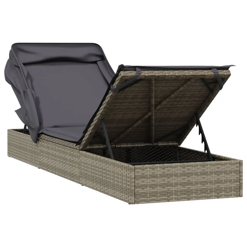 Sun Lounger with Adjustable Foldable Roof