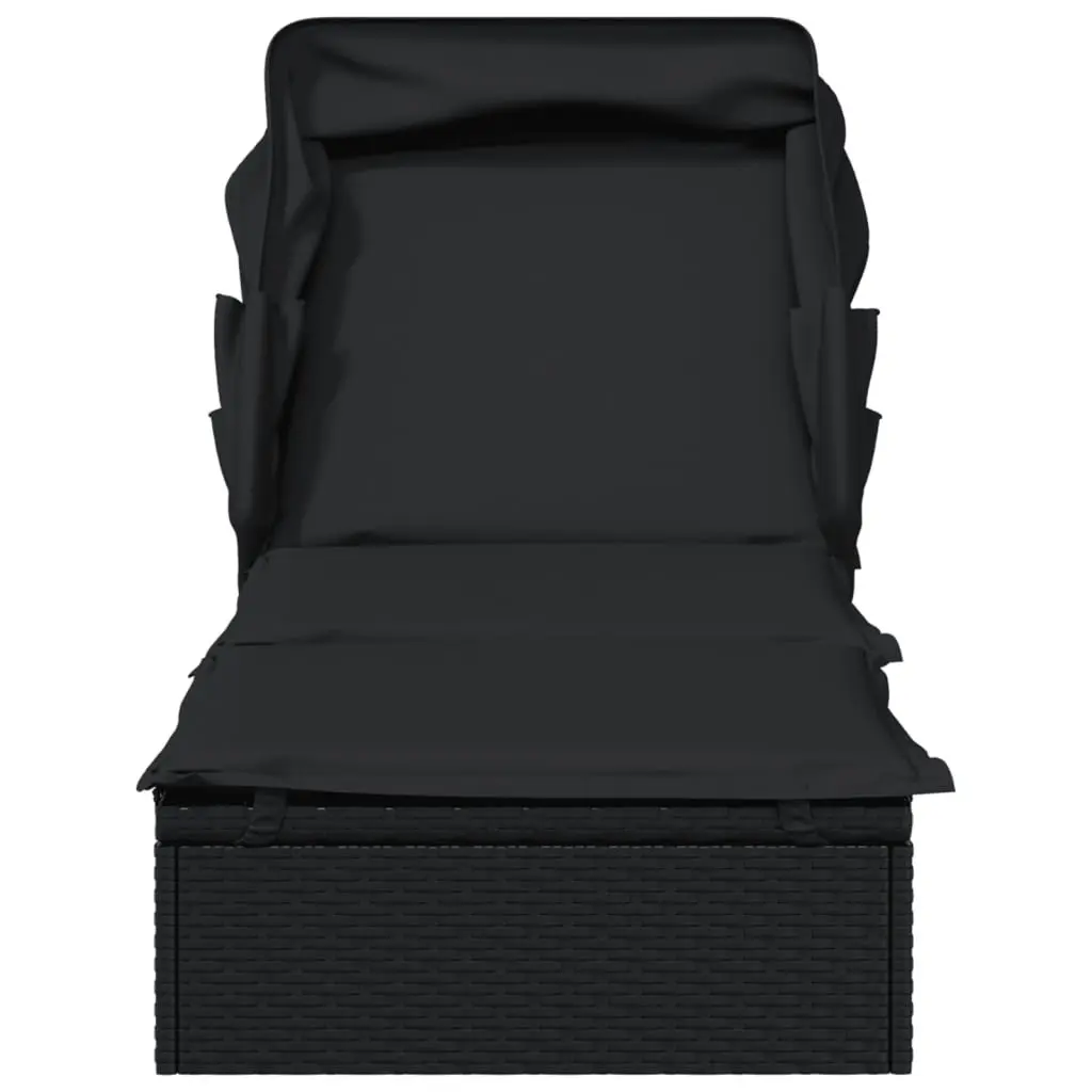 Sun Lounger with Adjustable Foldable Roof
