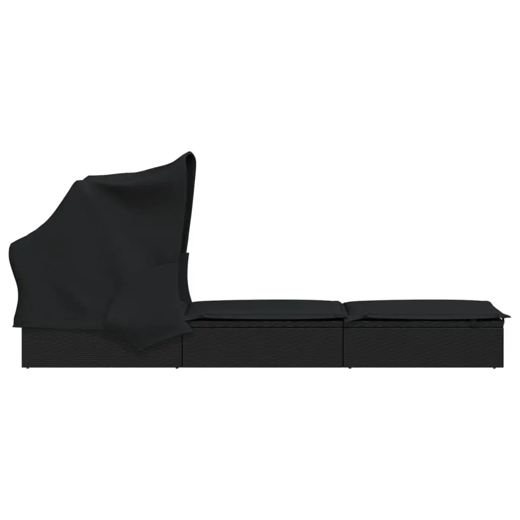 Sun Lounger with Adjustable Foldable Roof
