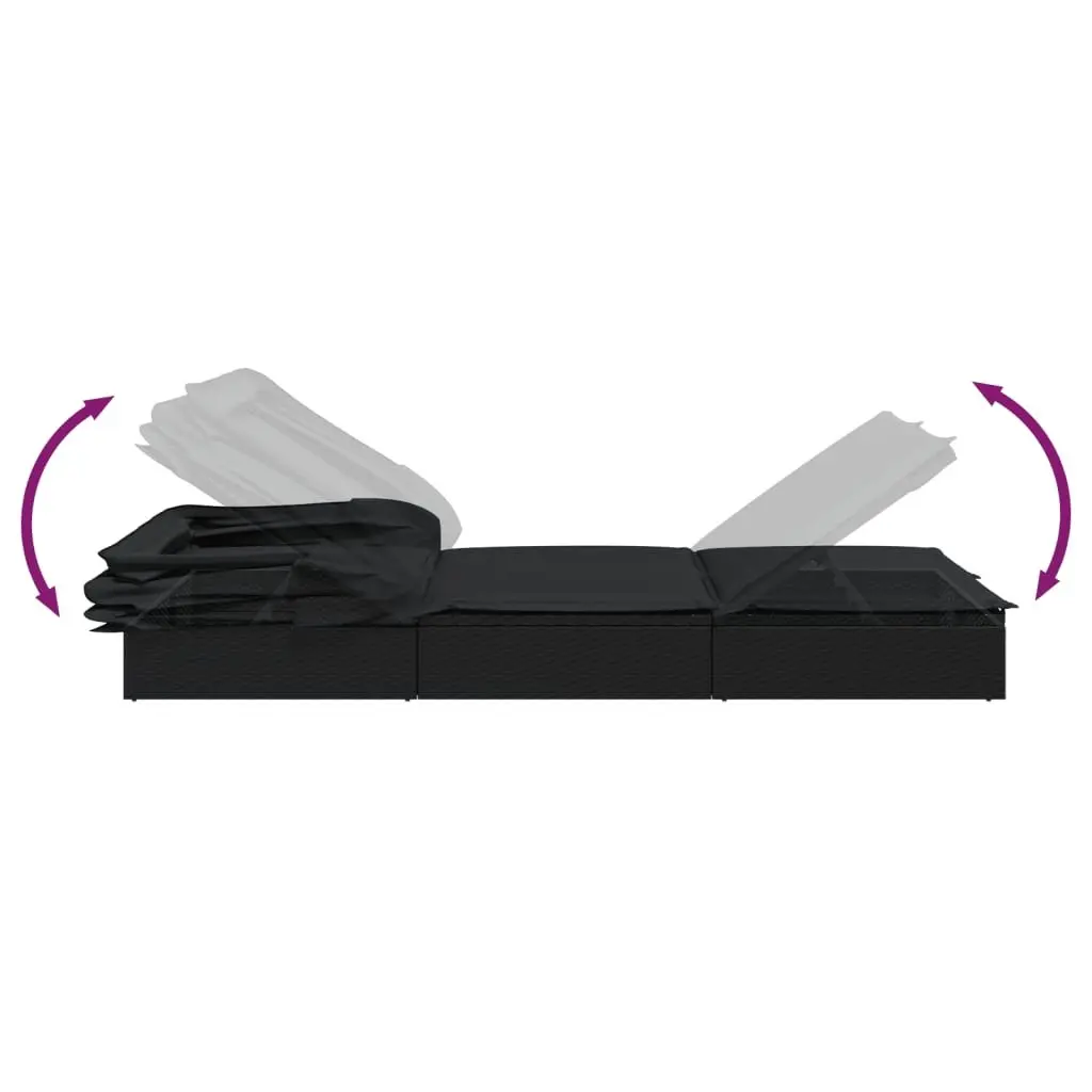 Sun Lounger with Adjustable Foldable Roof