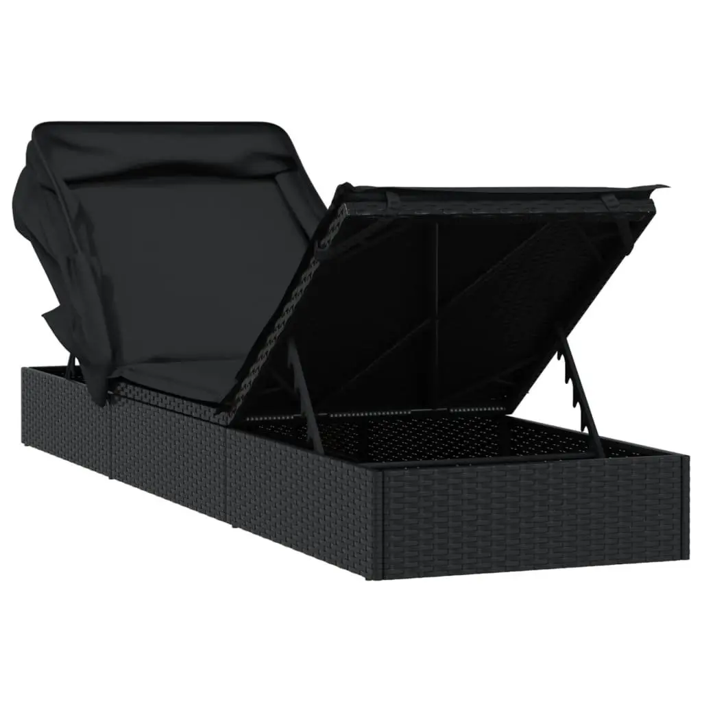 Sun Lounger with Adjustable Foldable Roof