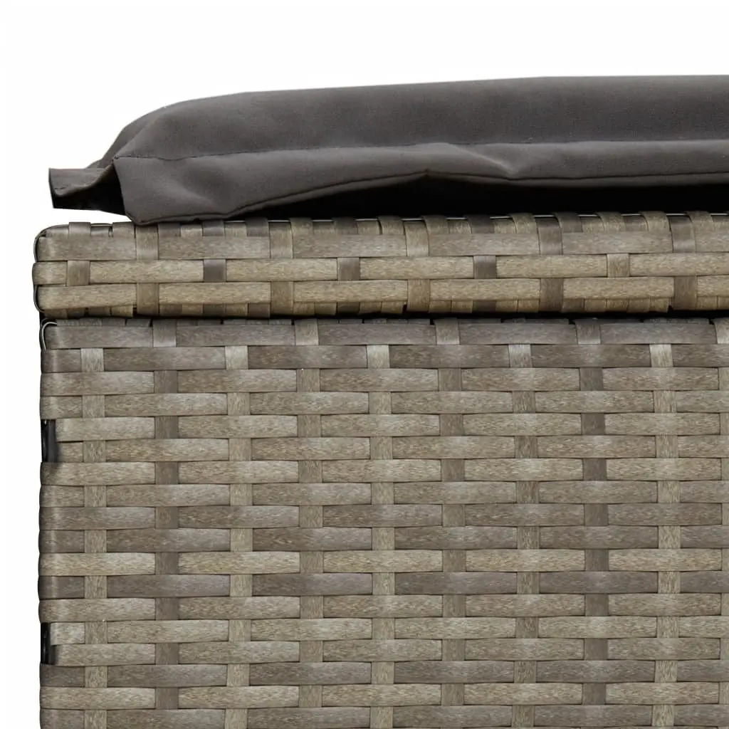 2-Person Sunbed PE Rattan Steel Grey Outdoor Lounger Daybed
