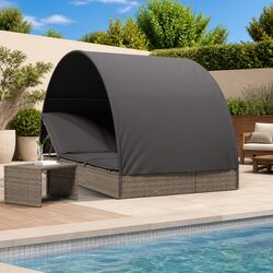Durable 2-Person Sun Lounger Daybed with Round Roof