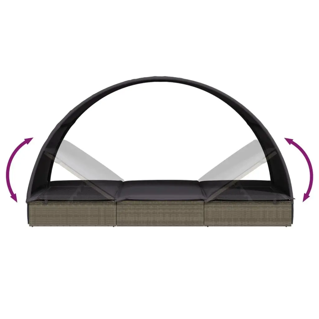 2-Person Sun Lounger Daybed with Round Roof