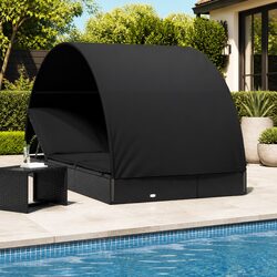 Durable 2-Person Sun Lounger with Round Roof for Outdoors