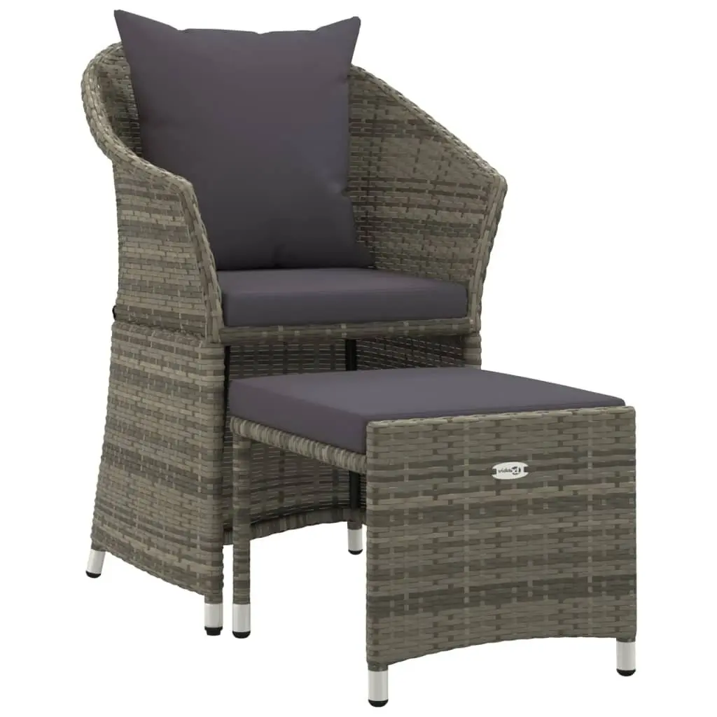 Grey Poly Rattan 2-Piece Garden Lounge Set