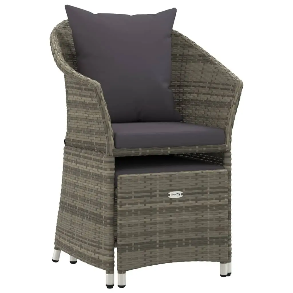 Grey Poly Rattan 2-Piece Garden Lounge Set