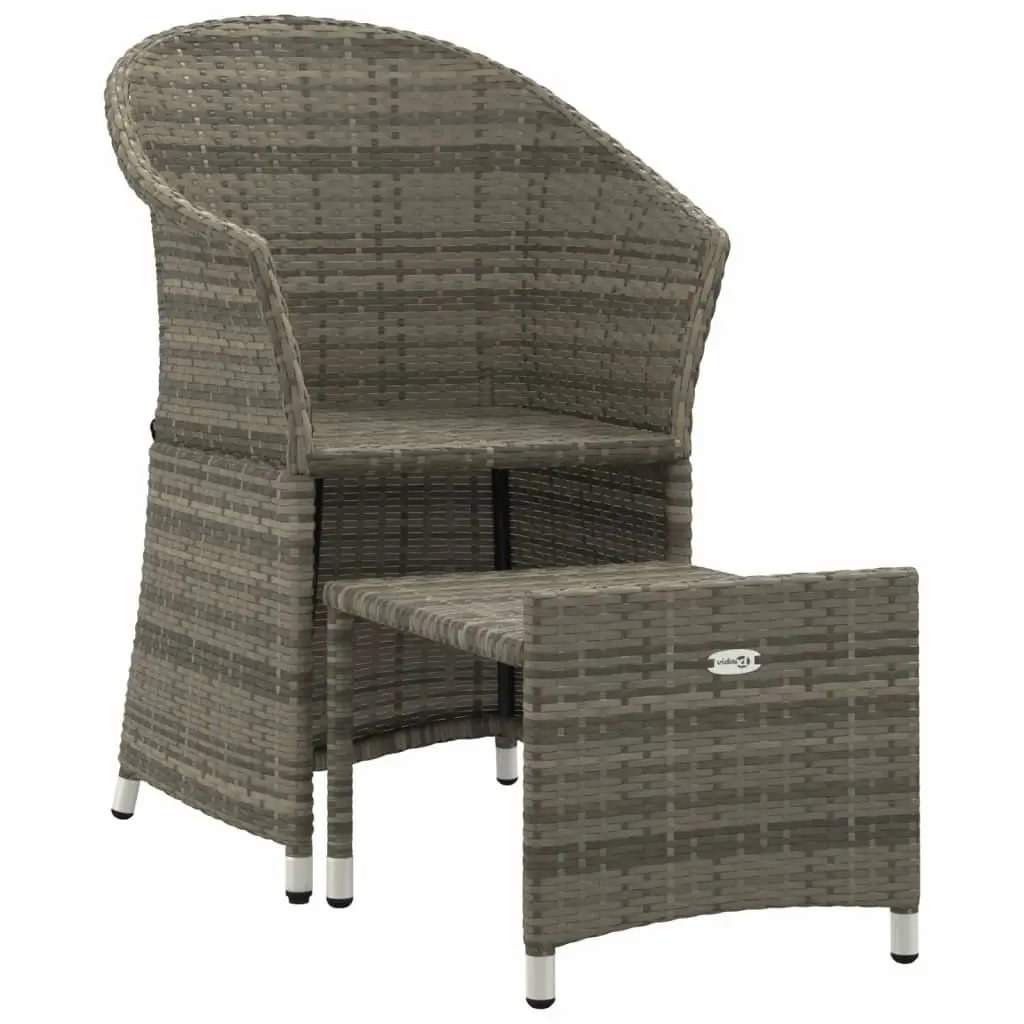 Grey Poly Rattan 2-Piece Garden Lounge Set